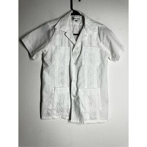 Silver Crest Vintage White Embroidered Button Down Shirt Pockets Sz 10 See Notes
